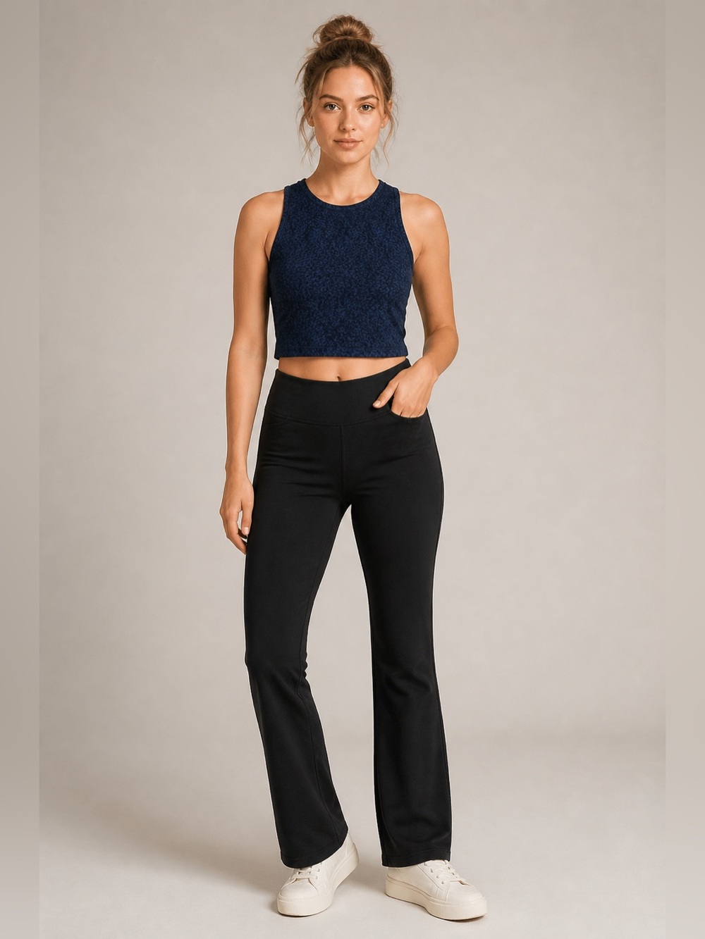 Athleta Navy Cropped Pattern top